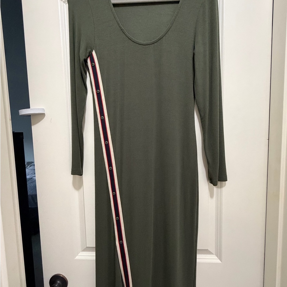 NWOT Anthropologie Bordeau Stretch Olive Dress in S-P